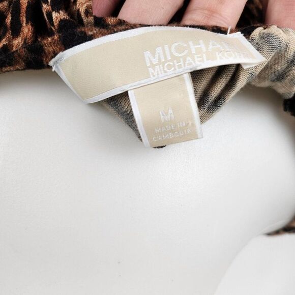 MK Michael Kors Animal Leopard Cheetah Print 3/4 Knit Jersey Top Womens M - Picture 6 of 6